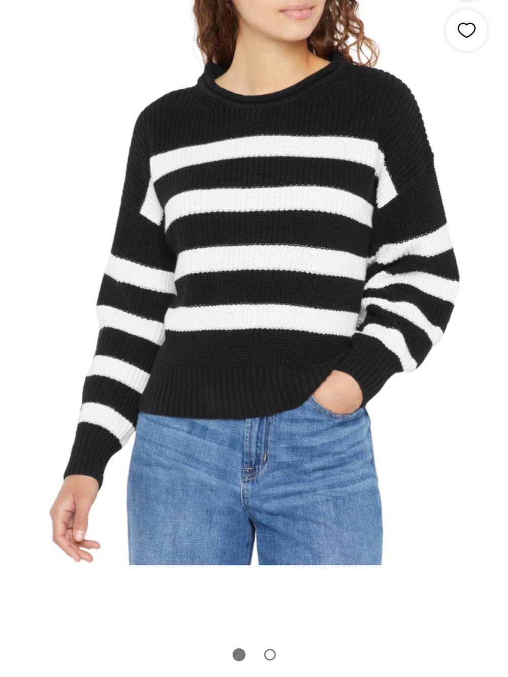 GAP 100% Cotton Black and White Striped Roll Neck Sweater - Picture 2 of 6